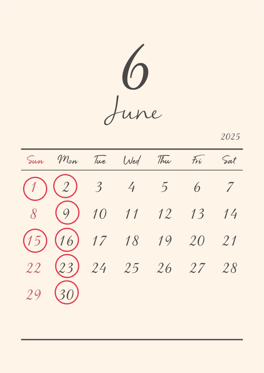 6月のお休み☂️
